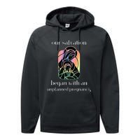 Unplanned Pregnancy Jesus & Mary Prolife Faith Performance Fleece Hoodie