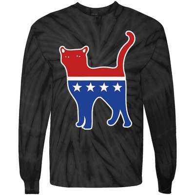 Usa Political Kitty Cat Vote Tie-Dye Long Sleeve Shirt