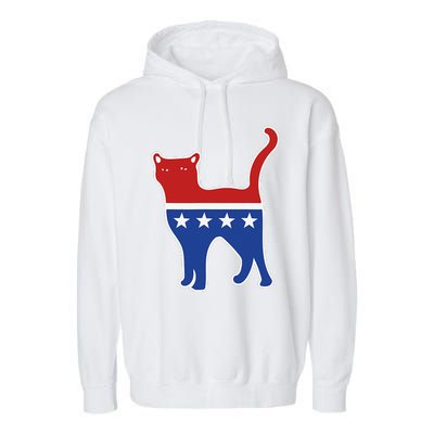 Usa Political Kitty Cat Vote Garment-Dyed Fleece Hoodie