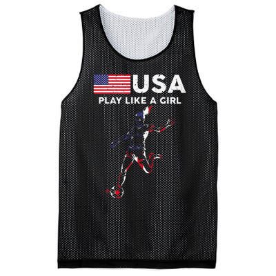 Usa Play Like A Girl Soccer Football Usa Flag Mesh Reversible Basketball Jersey Tank