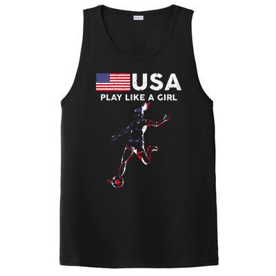 Usa Play Like A Girl Soccer Football Usa Flag PosiCharge Competitor Tank