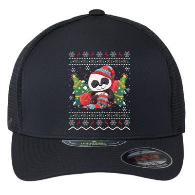 Ugly Panda Lover Xmas Tree Santa Panda Christmas Gift Flexfit Unipanel Trucker Cap