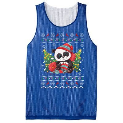 Ugly Panda Lover Xmas Tree Santa Panda Christmas Gift Mesh Reversible Basketball Jersey Tank