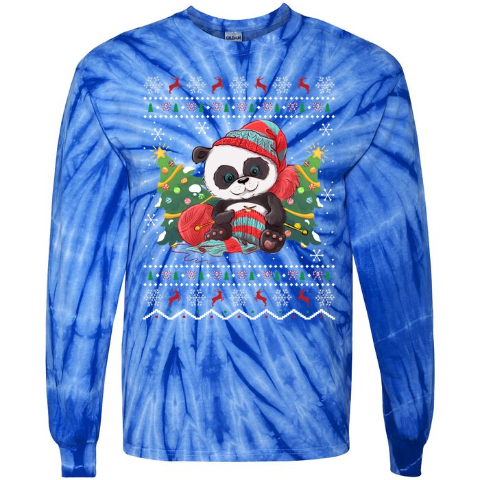 Ugly Panda Lover Xmas Tree Santa Panda Christmas Gift Tie-Dye Long Sleeve Shirt