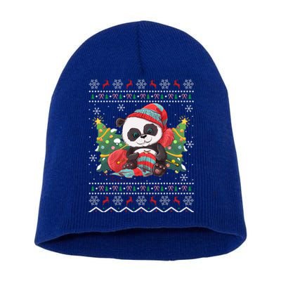 Ugly Panda Lover Xmas Tree Santa Panda Christmas Gift Short Acrylic Beanie