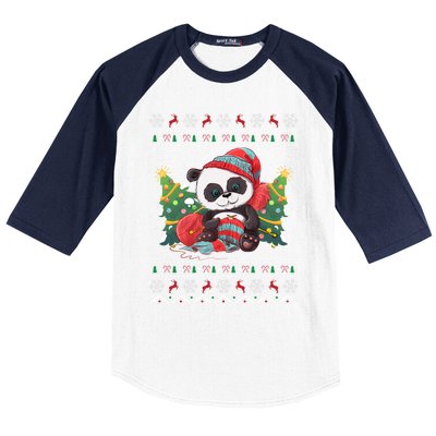 Ugly Panda Lover Xmas Tree Santa Panda Christmas Gift Baseball Sleeve Shirt