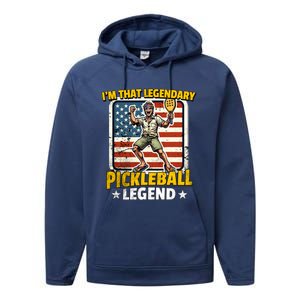 Us Pickleball Legend Pickleball Gift Performance Fleece Hoodie