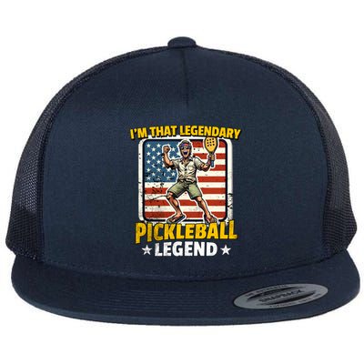 Us Pickleball Legend Pickleball Gift Flat Bill Trucker Hat