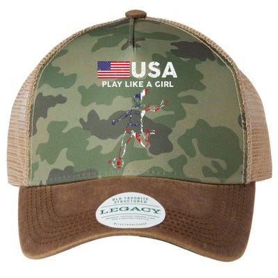 Usa Play Like A Girl Soccer Football Usa Flag Legacy Tie Dye Trucker Hat