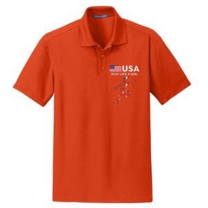 Usa Play Like A Girl Soccer Football Usa Flag Dry Zone Grid Polo