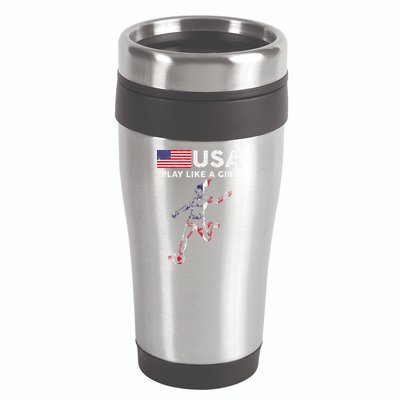 Usa Play Like A Girl Soccer Football Usa Flag 16oz Travel Tumbler