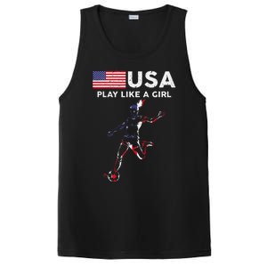 Usa Play Like A Girl Soccer Football Usa Flag PosiCharge Competitor Tank