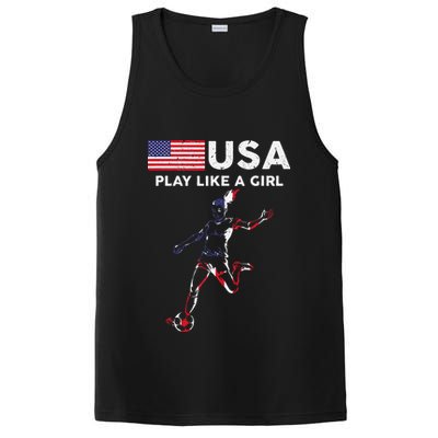 Usa Play Like A Girl Soccer Football Usa Flag PosiCharge Competitor Tank