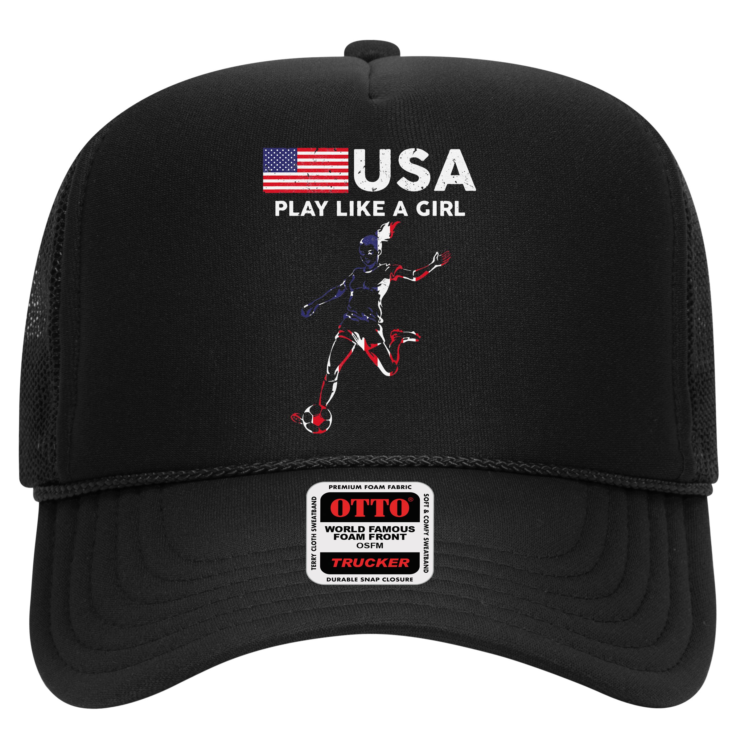 Usa Play Like A Girl Soccer Football Usa Flag Hat