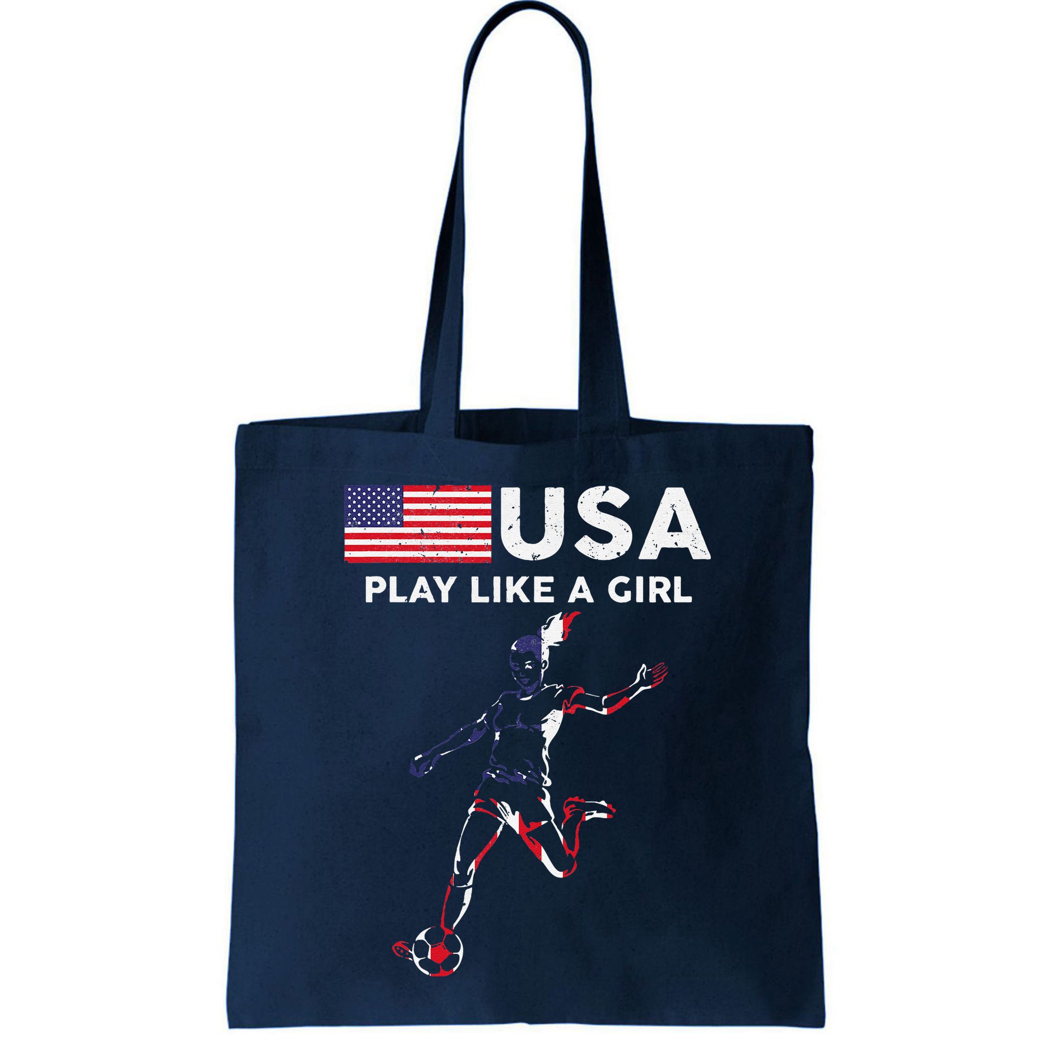 Usa Play Like A Girl Soccer Football Usa Flag Bag