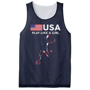 Usa Play Like A Girl Soccer Football Usa Flag Mesh Reversible Basketball Jersey Tank