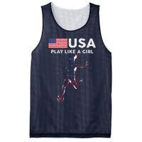 Usa Play Like A Girl Soccer Football Usa Flag Mesh Reversible Basketball Jersey Tank