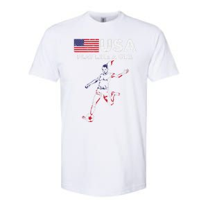 Usa Play Like A Girl Soccer Football Usa Flag Softstyle CVC T-Shirt