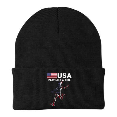 USA Play Like A Girl Soccer Football USA Flag TShirt Beanie