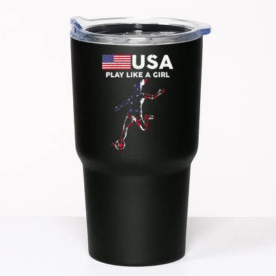USA Play Like A Girl Soccer Football USA Flag TShirt Tumbler