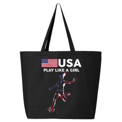USA Play Like A Girl Soccer Football USA Flag TShirt 25L Jumbo Tote