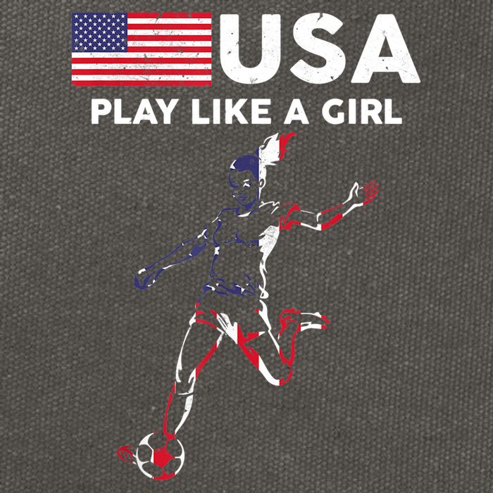 USA Play Like A Girl Soccer Football USA Flag TShirt Cotton Canvas Backpack