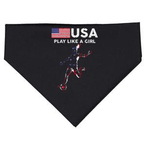 Usa Play Like A Girl Soccer Football Usa Flag USA-Made Doggie Bandana