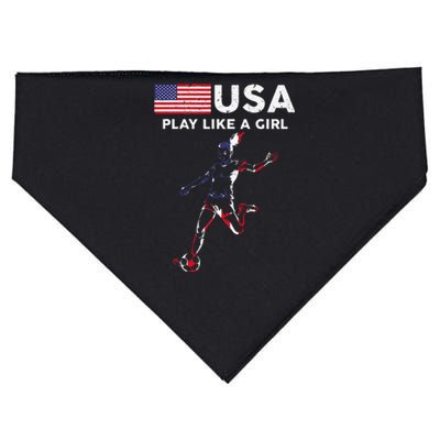 Usa Play Like A Girl Soccer Football Usa Flag USA-Made Doggie Bandana