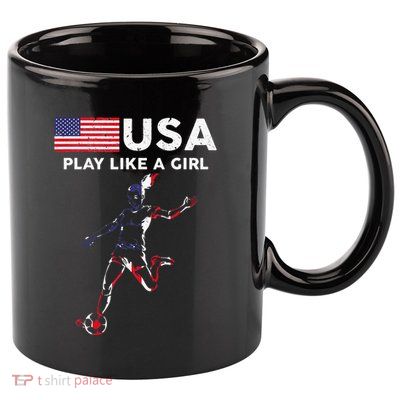 Usa Play Like A Girl Soccer Football Usa Flag 11oz C Handle Ceramic Mug