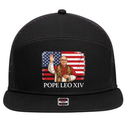 USA Pope Leo XIV Robert American Flag 7 Panel Mesh Trucker Snapback Hat