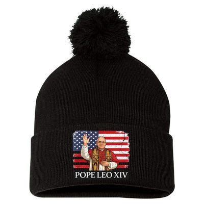 USA Pope Leo XIV Robert American Flag Pom Pom 12in Knit Beanie