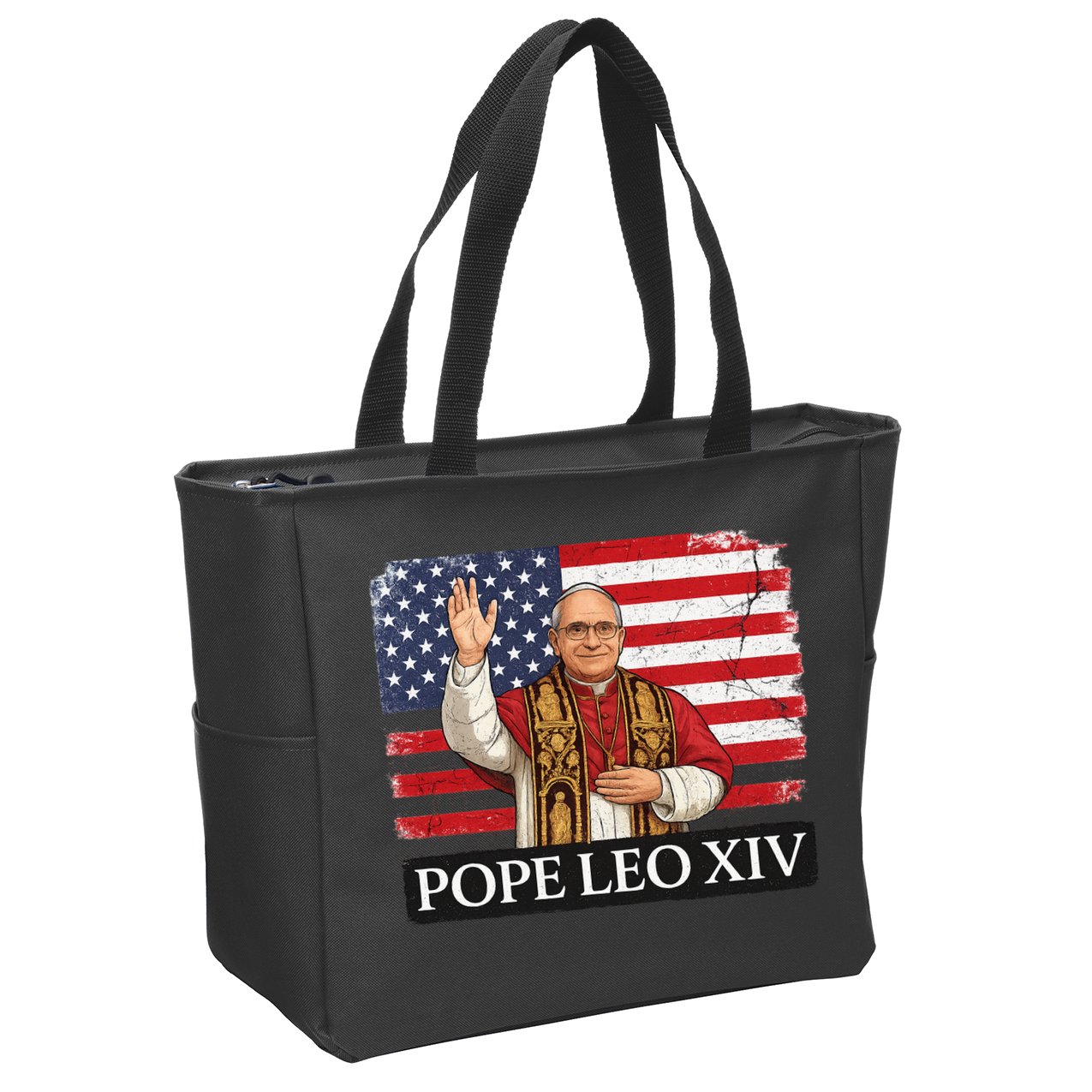 USA Pope Leo XIV Robert American Flag Zip Tote Bag