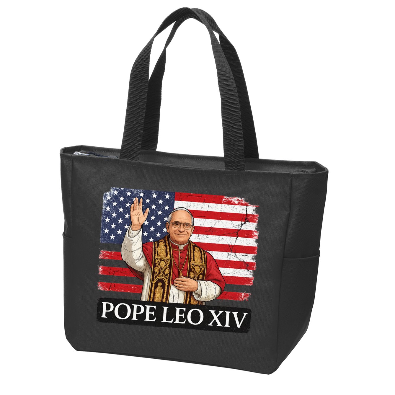 USA Pope Leo XIV Robert American Flag Zip Tote Bag