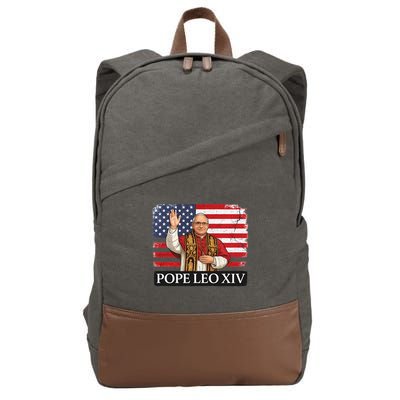 USA Pope Leo XIV Robert American Flag Cotton Canvas Backpack