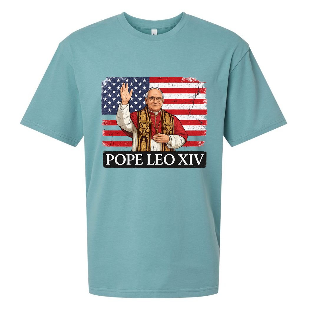 USA Pope Leo XIV Robert American Flag Sueded Cloud Jersey T-Shirt