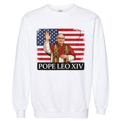 USA Pope Leo XIV Robert American Flag Garment-Dyed Sweatshirt