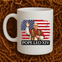 USA Pope Leo XIV Robert American Flag Mug