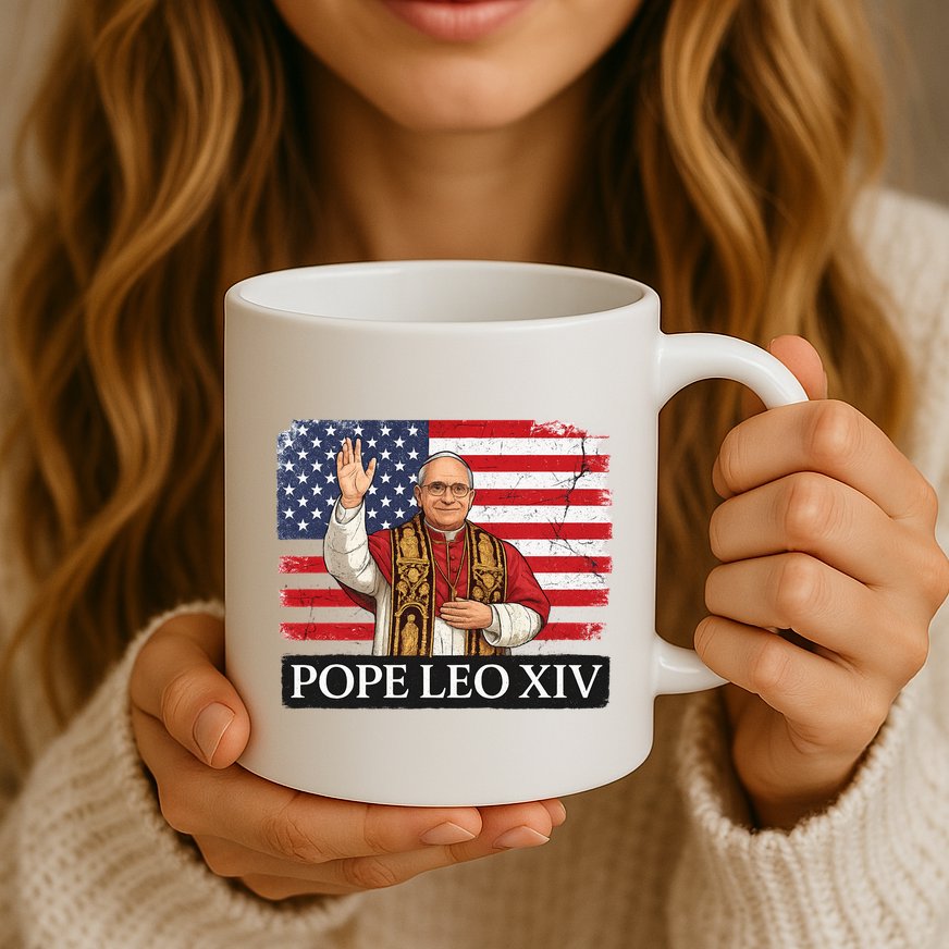 USA Pope Leo XIV Robert American Flag Mug