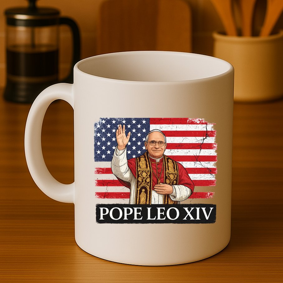USA Pope Leo XIV Robert American Flag Mug