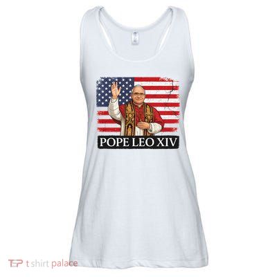 USA Pope Leo XIV Robert American Flag Ladies Essential Flowy Tank