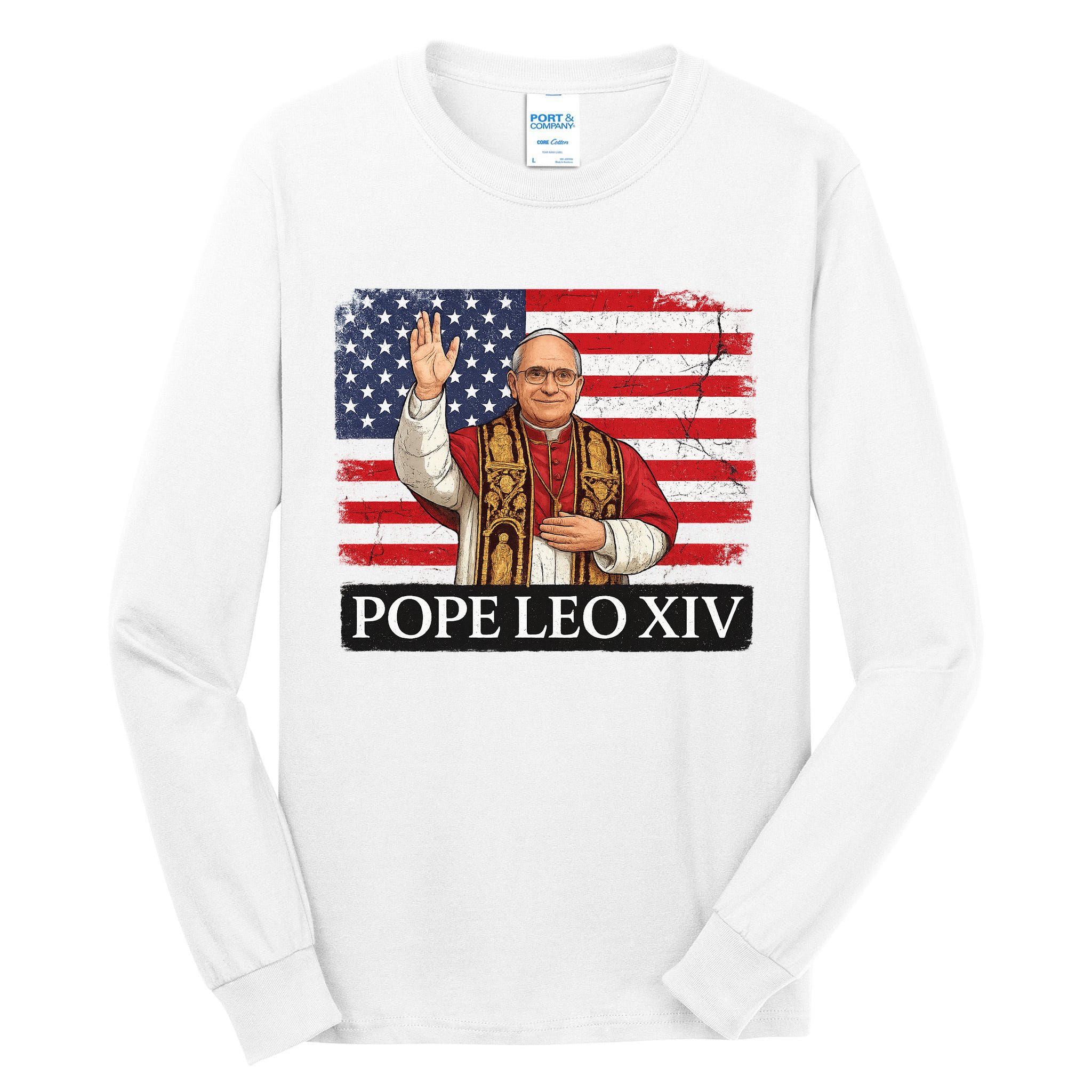 USA Pope Leo XIV Robert American Flag Tall Long Sleeve T-Shirt