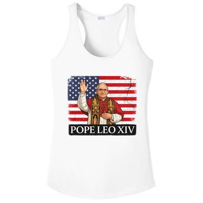 USA Pope Leo XIV Robert American Flag Ladies PosiCharge Competitor Racerback Tank
