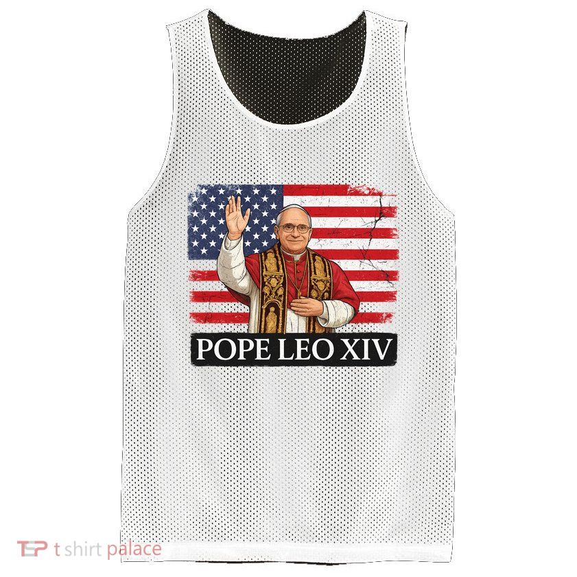 USA Pope Leo XIV Robert American Flag Mesh Reversible Basketball Jersey Tank