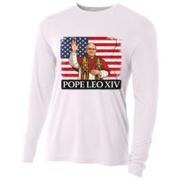 USA Pope Leo XIV Robert American Flag Cooling Performance Long Sleeve Crew
