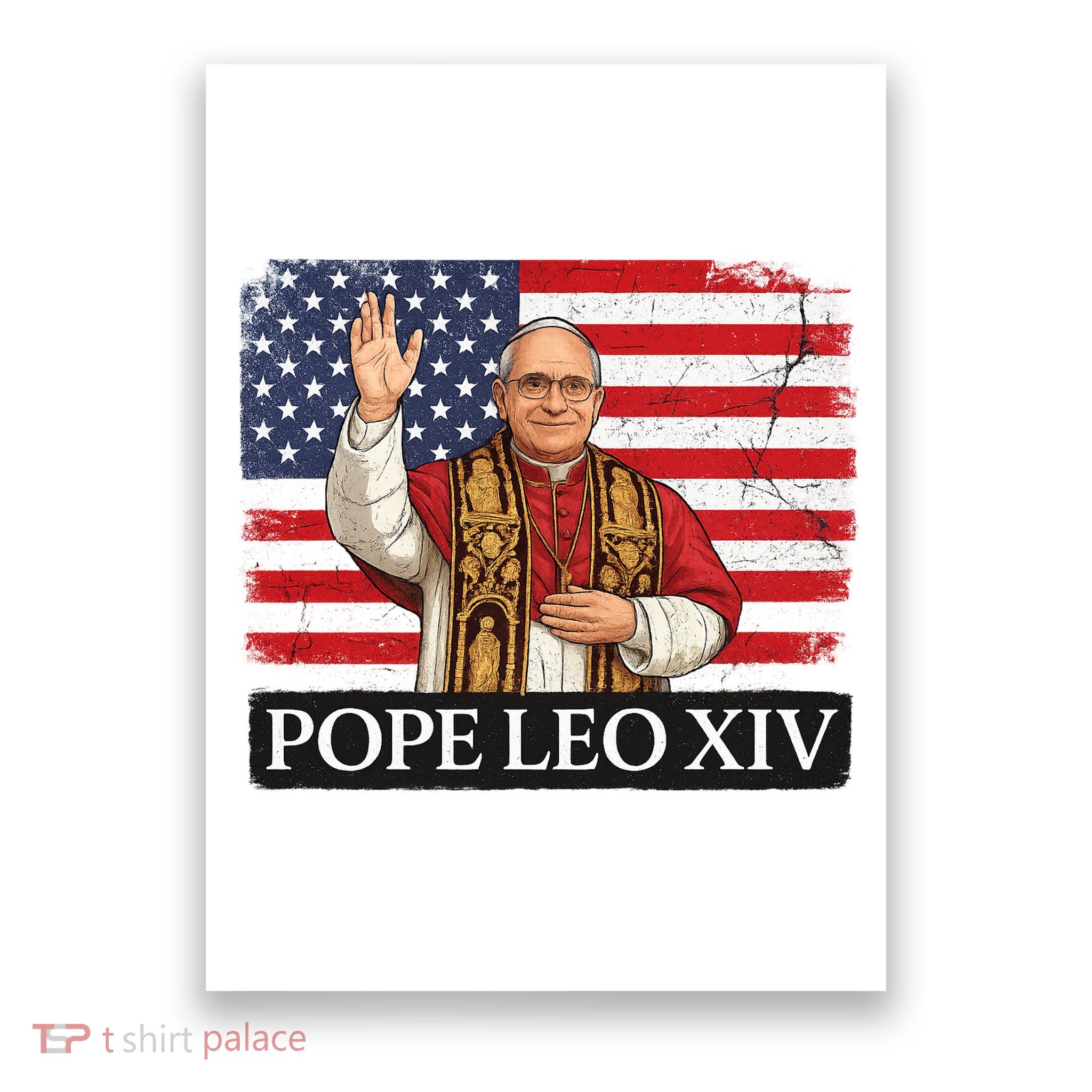 USA Pope Leo XIV Robert American Flag Poster