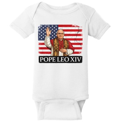 USA Pope Leo XIV Robert American Flag Baby Bodysuit