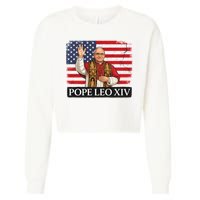 USA Pope Leo XIV Robert American Flag Cropped Pullover Crew