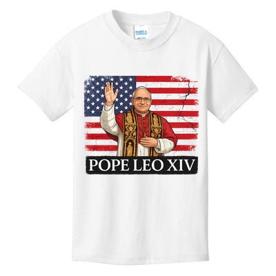 USA Pope Leo XIV Robert American Flag Kids T-Shirt