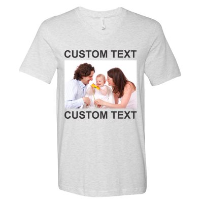 Upload Personalize Design or Photo Custom Text V-Neck T-Shirt