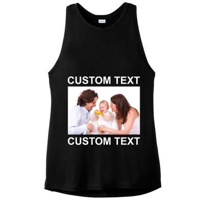 Upload Personalize Design or Photo Custom Text Ladies PosiCharge Tri-Blend Wicking Tank